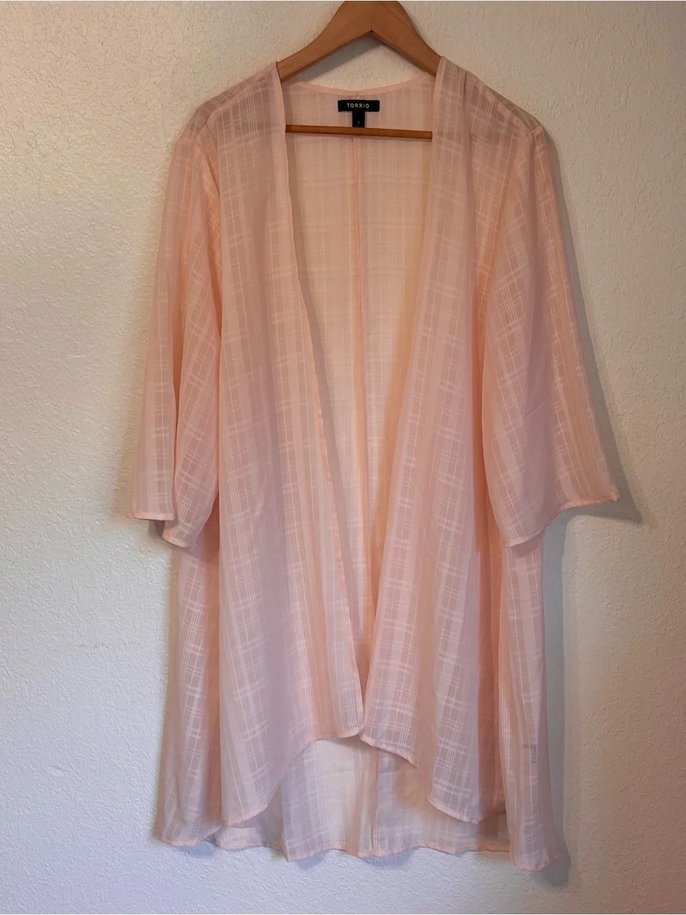 Torrid Sheer Plaid Open Front Kimono Duster 1X
